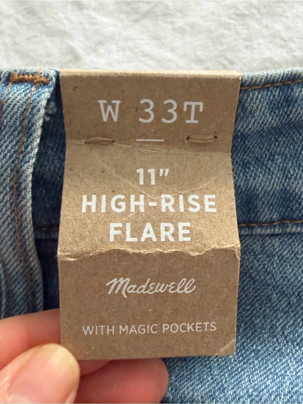 Madewell Light Blue Cotton 11” High Rise Wide-Leg Flare Jeans 33 Tall NWT - Picture 10 of 10